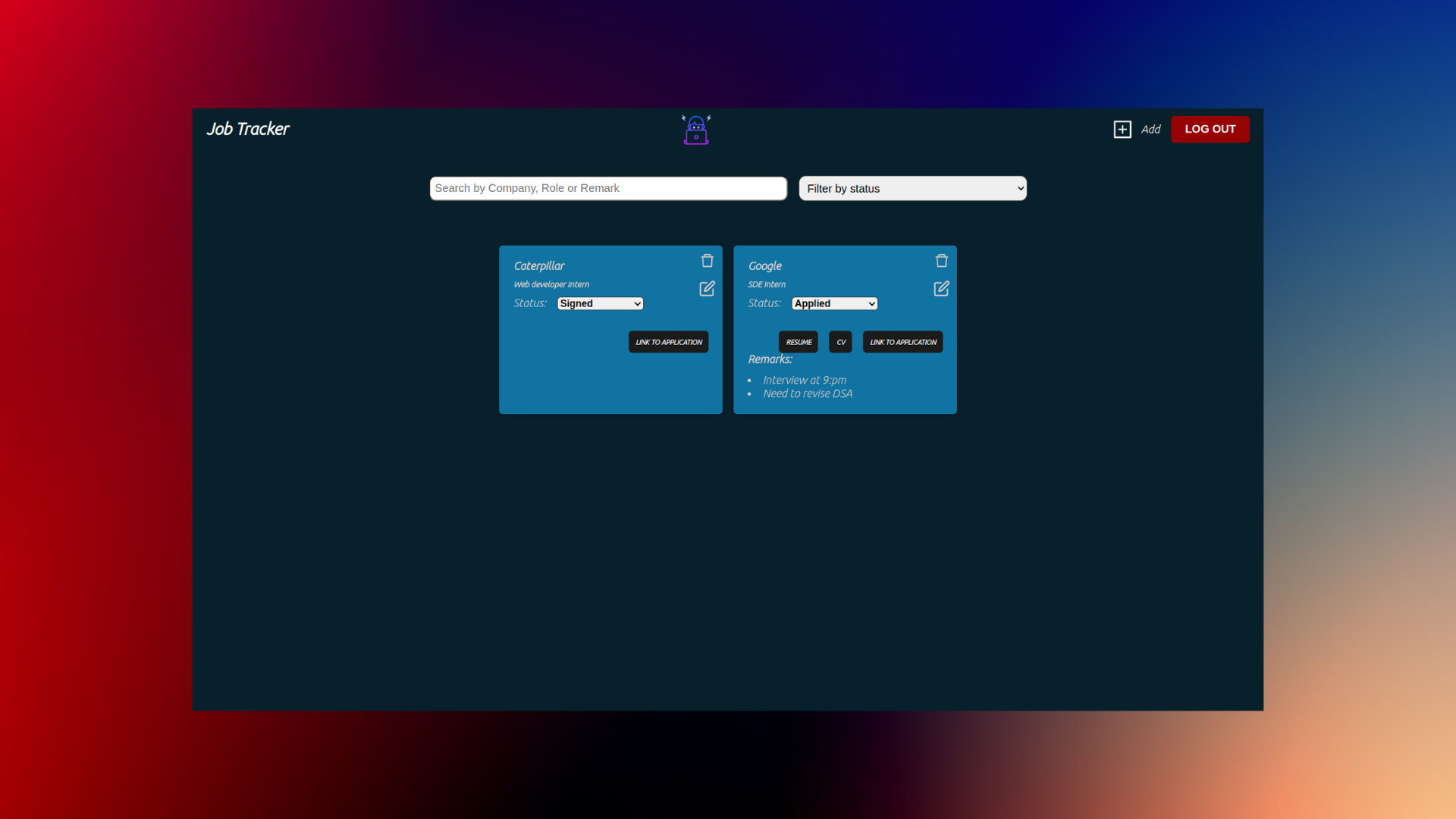 Job Application Tracker screenshot 1